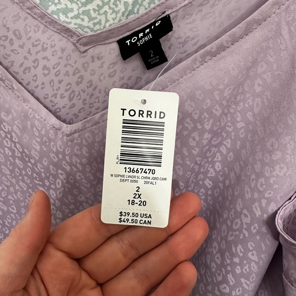 NWT Torrid Lavender Purple Leopard Print Sophie Camisole Sz 2 - Picture 2 of 4